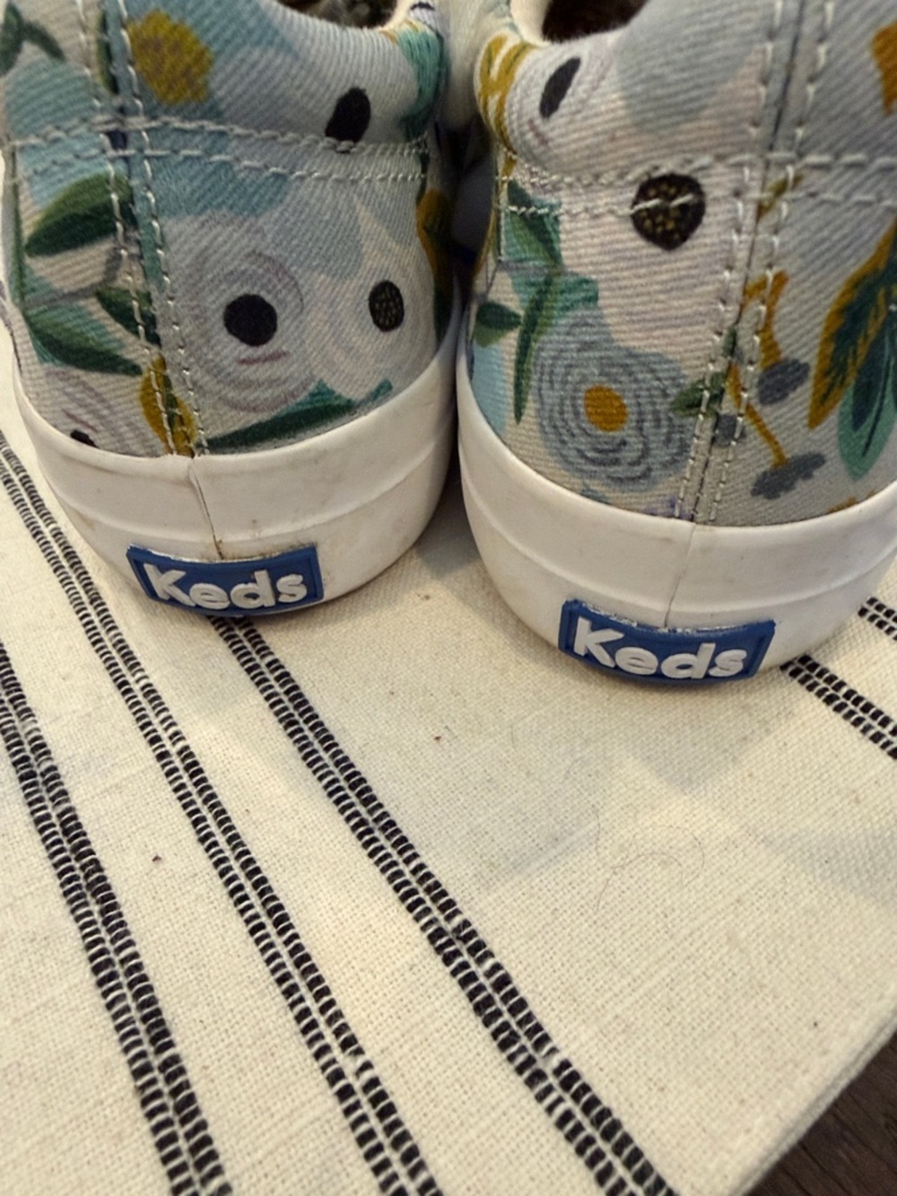 Keds Floral Canvas Rifle Paper co. Sneakers in White, Light Blue, Green, Yellow - Picture 3 of 5